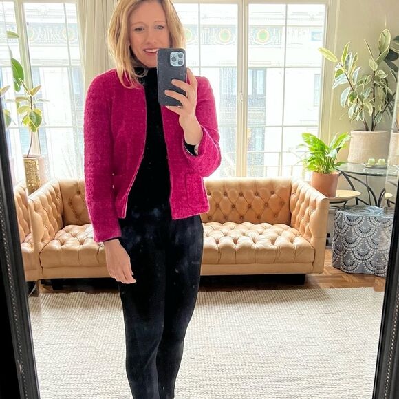 J. Crew Vintage Bright Pink Tweed Wool Blazer Size 2 - Picture 1 of 8